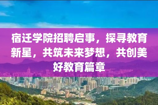 宿迁学院招聘启事，探寻教育新星，共筑未来梦想，共创美好教育篇章