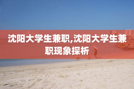 沈阳大学生兼职,沈阳大学生兼职现象探析