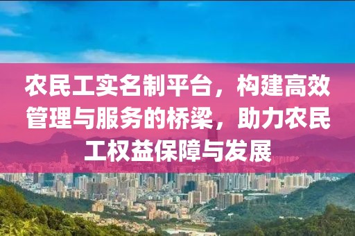 农民工实名制平台，构建高效管理与服务的桥梁，助力农民工权益保障与发展