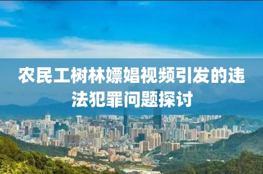 农民工树林嫖娼视频引发的违法犯罪问题探讨