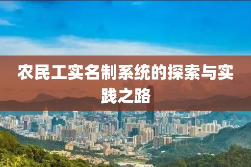 农民工实名制系统的探索与实践之路